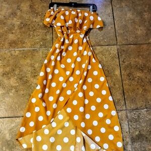Medium Polka Dot Tube Top High Low Maxi Dress
